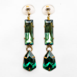 Long Bling Earrings in Green