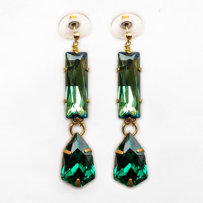 Long Bling Earrings in Green