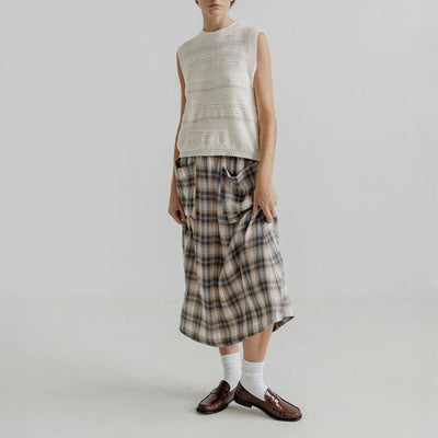 Madge Skirt in Indigo Check