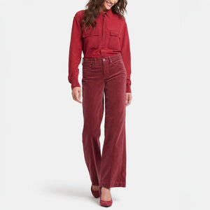 Teresa Wide Leg Velvet Trousers in Painbrush