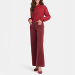 Teresa Wide Leg Velvet Trousers in Painbrush