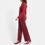 Teresa Wide Leg Velvet Trousers in Painbrush