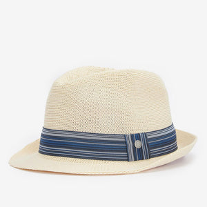 Belford Trilby Summer Hat in Ecru/Blue