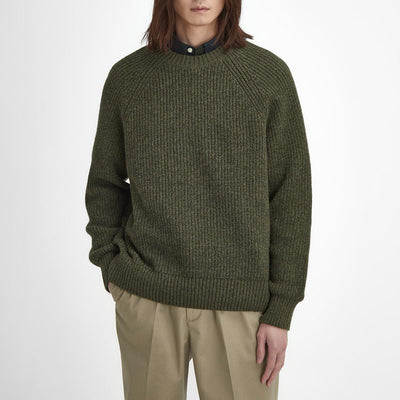 Griffiths Relaxed Crew Neck Sweater in Olive