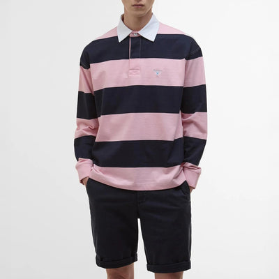 BARBOUR Newgate OS Rugby Shirt in Light Pink