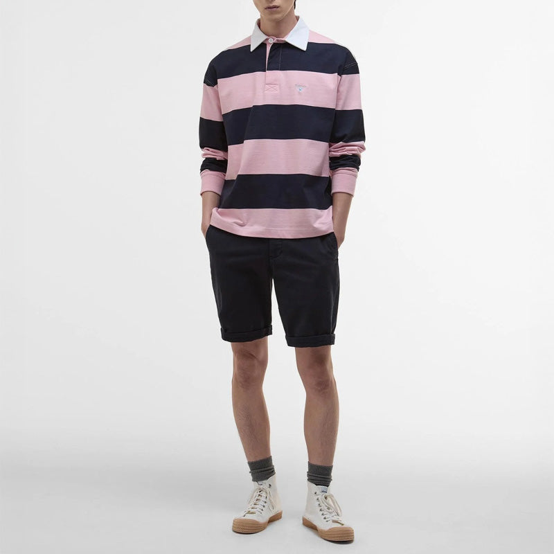 BARBOUR Newgate OS Rugby Shirt in Light Pink