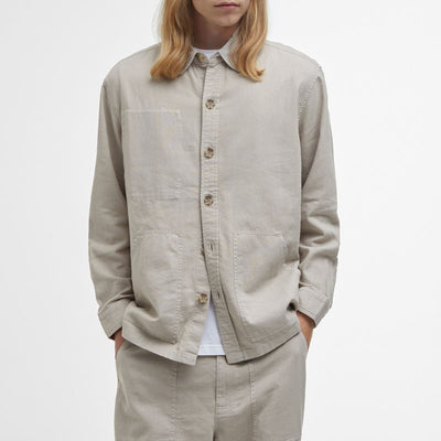 BARBOUR Natural Linen Blend Overshirt in Mist