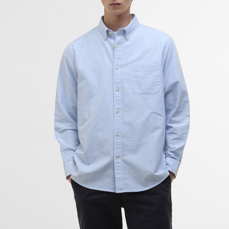 BARBOUR Striped Dunand OS Fit Oxford Shirt in Sky Blue