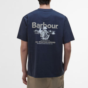 BARBOUR Outdoors Graphic OS Fit T-Shirt in Navy