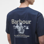 BARBOUR Outdoors Graphic OS Fit T-Shirt in Navy