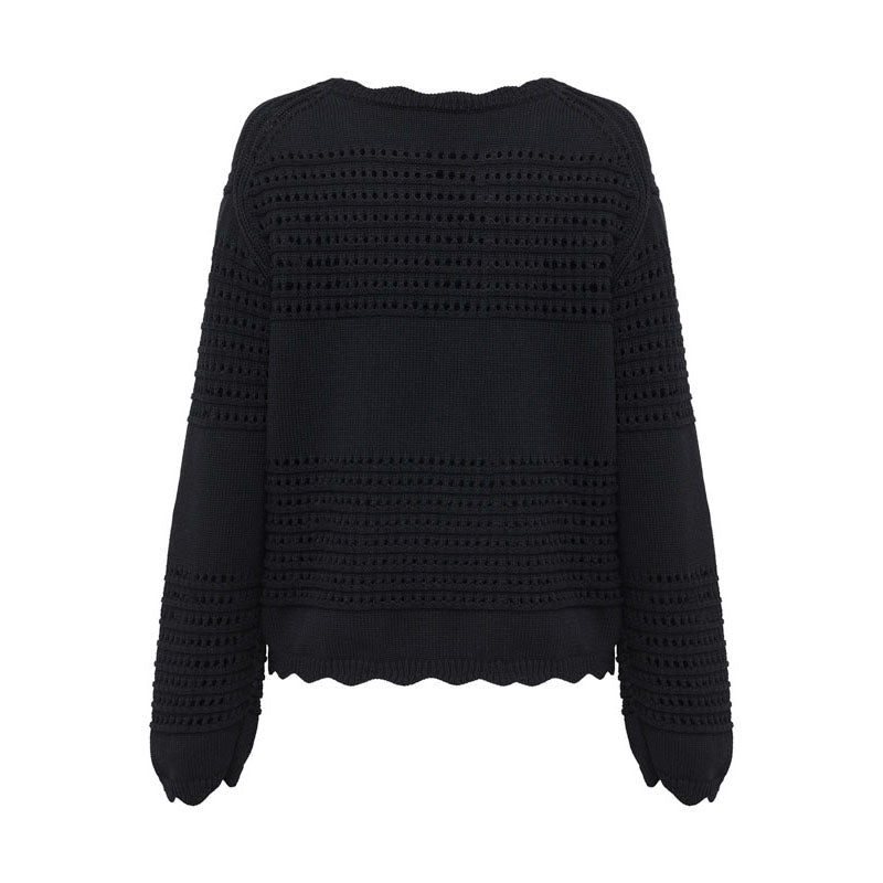 IRIS & WOOL Margot Crochet Sweater in Black