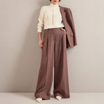 Margot Wool Blend Wide Leg Trousers in Red/Black