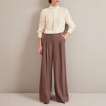 Margot Wool Blend Wide Leg Trousers in Red/Black