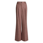 Margot Wool Blend Wide Leg Trousers in Red/Black