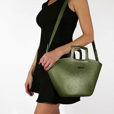 CACATOES Glitter Marisco Bag in Dark Khaki