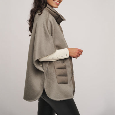 Mel Wool Cape in Dark Artichoke