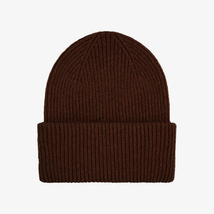 Merino Wool Beanie Hat in Coffee Brown