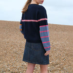 Multi Stripe Raglan Jumper in Navy/Nero