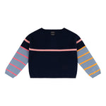 Multi Stripe Raglan Jumper in Navy/Nero