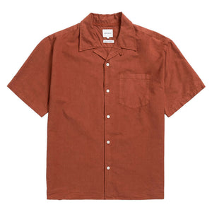 Carsten Cotton Tencel Shirt in Red Ochre