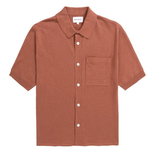 Rollo Cotton Linen S/S Shirt in Red Clay