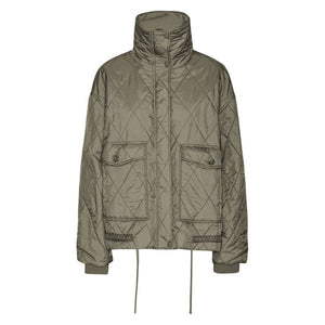 Naia Quilted Short Jacket in Army