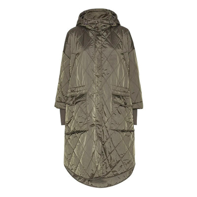 Neva Quilted Long Jacket in Army