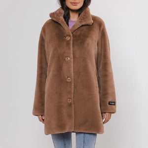 Nonna Faux Fur Coat in Twig