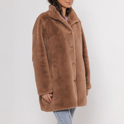 Nonna Faux Fur Coat in Twig