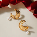 Molten Moon & Pearl Drop Statement Earring