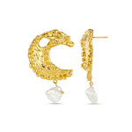 Molten Moon & Pearl Drop Statement Earring