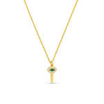 Pave Key Charm Necklace in Emerald