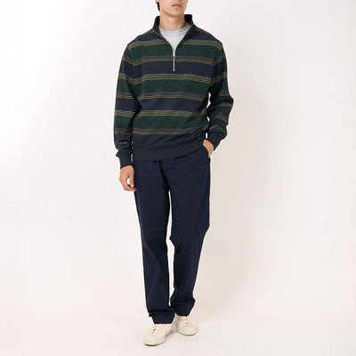 OLIVER SPENCER Reversible Half Zip Sweatshirt in Hinkley Navy/Green