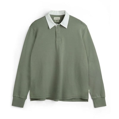 OLIVER SPENCER Heavy Long Sleeve Rugby Top Tavistock in Sage Green