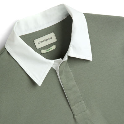 OLIVER SPENCER Heavy Long Sleeve Rugby Top Tavistock in Sage Green