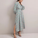 Odette Snakeskin Print Shirt Dress in Green