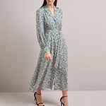 Odette Snakeskin Print Shirt Dress in Green