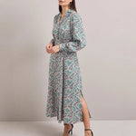 Odette Snakeskin Print Shirt Dress in Green