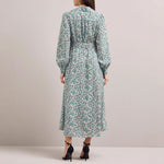 Odette Snakeskin Print Shirt Dress in Green