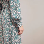 Odette Snakeskin Print Shirt Dress in Green