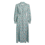 Odette Snakeskin Print Shirt Dress in Green