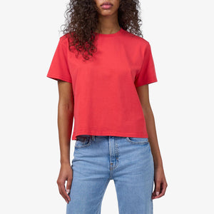 Organic Boxy Crop T Shirt in Dusty Olive