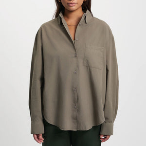 Organic Oversized Shirt in Dusty Olive