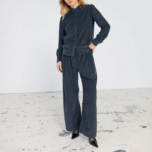 Tailor Cord Wide Leg Trousers in Midnight