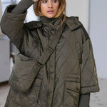 Neva Quilted Long Jacket in Army