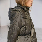 Neva Quilted Long Jacket in Army