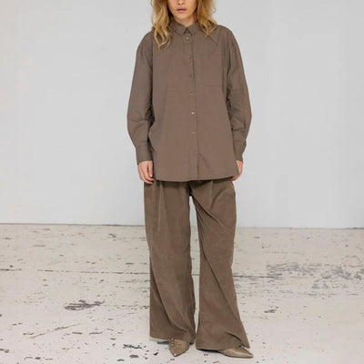 Tailor Cord Wide Leg Trousers in Walnut