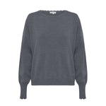 IRIS & WOOL Core Merino Logo Sweater in Grey Melange