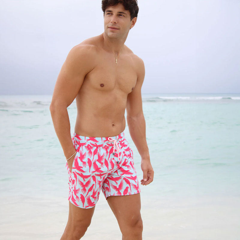 Parrot Swim Shorts in Coral/Turquoise