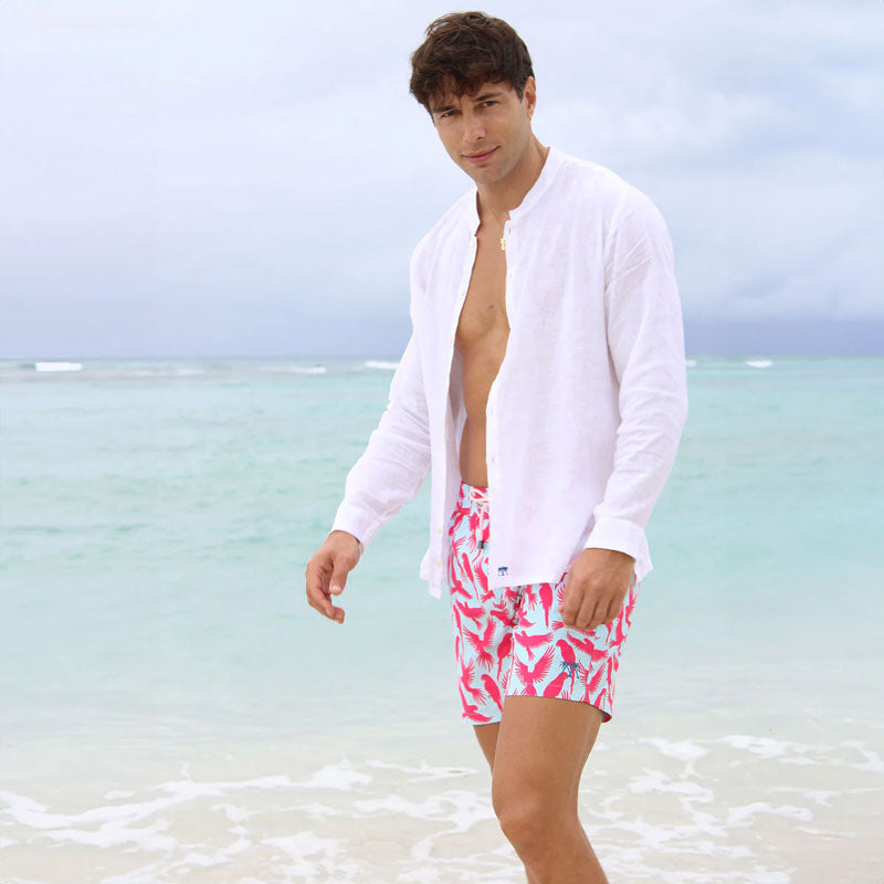 Parrot Swim Shorts in Coral/Turquoise